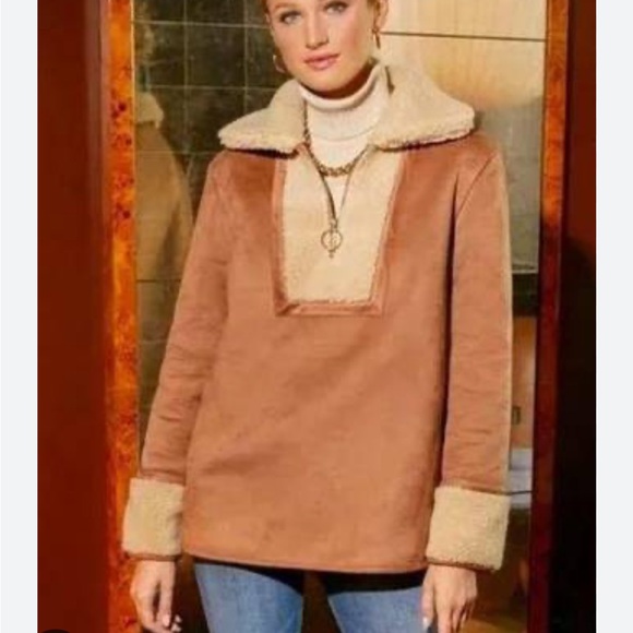 Tuckernuck | Stella Sherpa Jacket |
Suede Shearling 1/4 Zip Popover | Sz Small - Picture 2 of 5